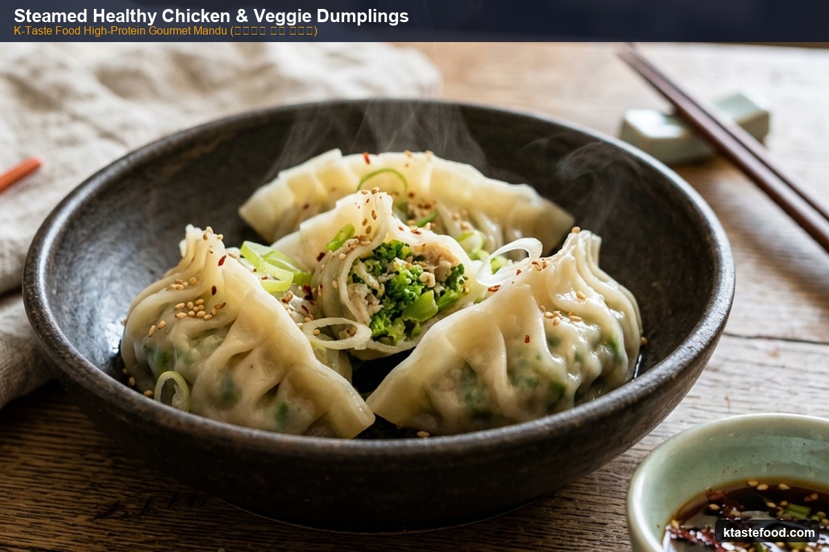 Healthy Steamed Chicken Breast & Veggie Dumplings (닭가슴살 웰빙 찐만두)