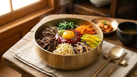 Seven-Jewel Rainbow Bibimbap Korean Five-Color Rice Bowl from K-Taste Food
