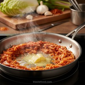 Step 3: Caramelize Kimchi in Rich Butter - Kimchi Fried Rice