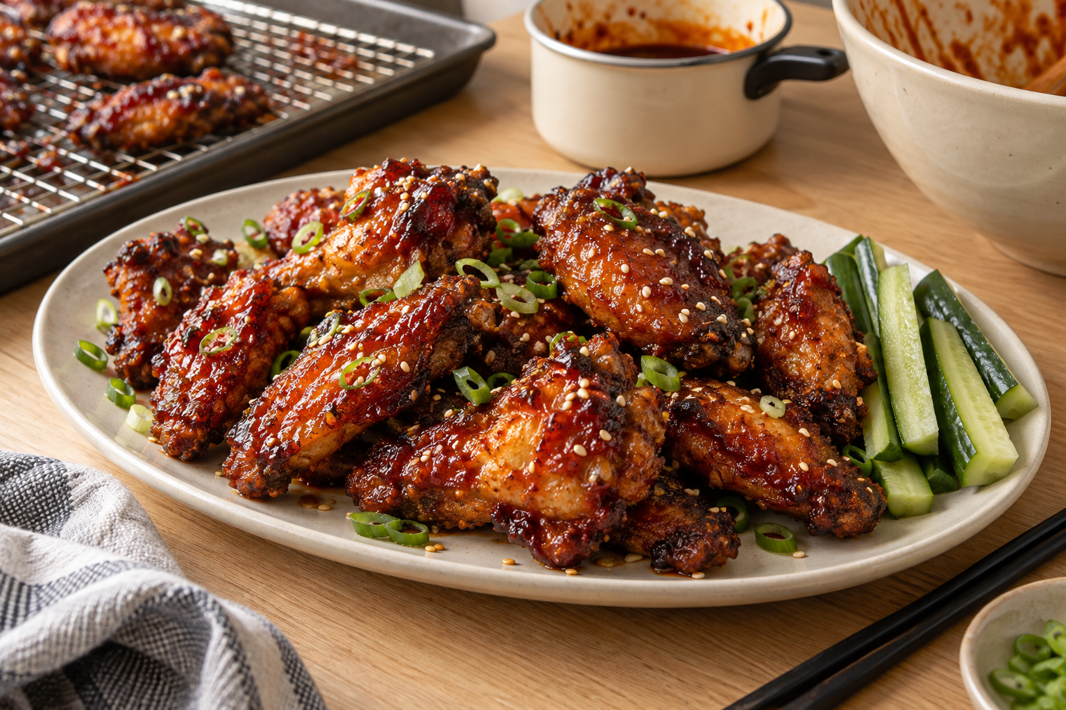 Crispy Oven-Baked Honey Gochujang Chicken Wings