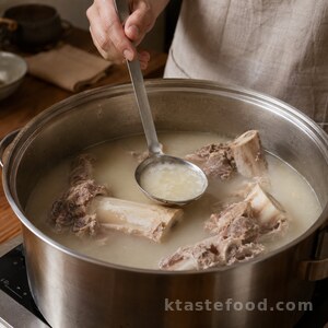 Step 3: Simmer until the broth turns milky
