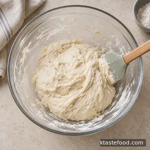 Soft sticky hotteok dough mixed in a glass bowl