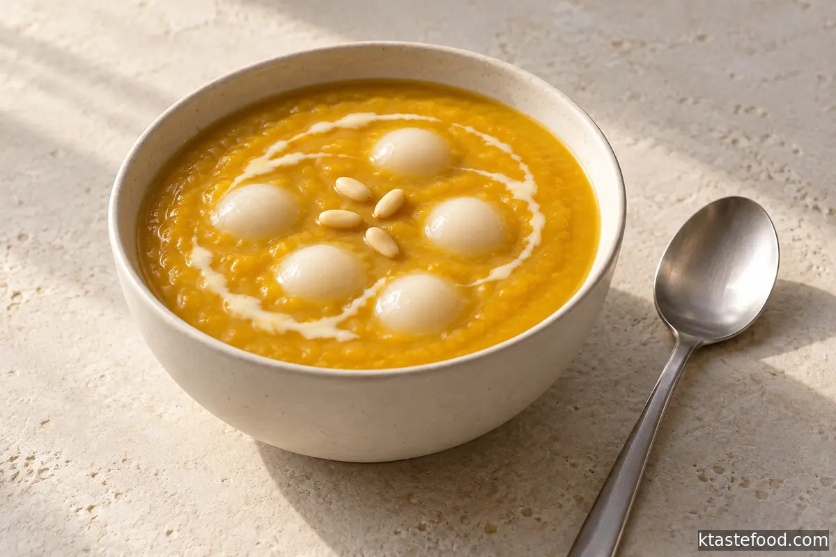 Creamy Hobakjuk with Sweet Rice Balls